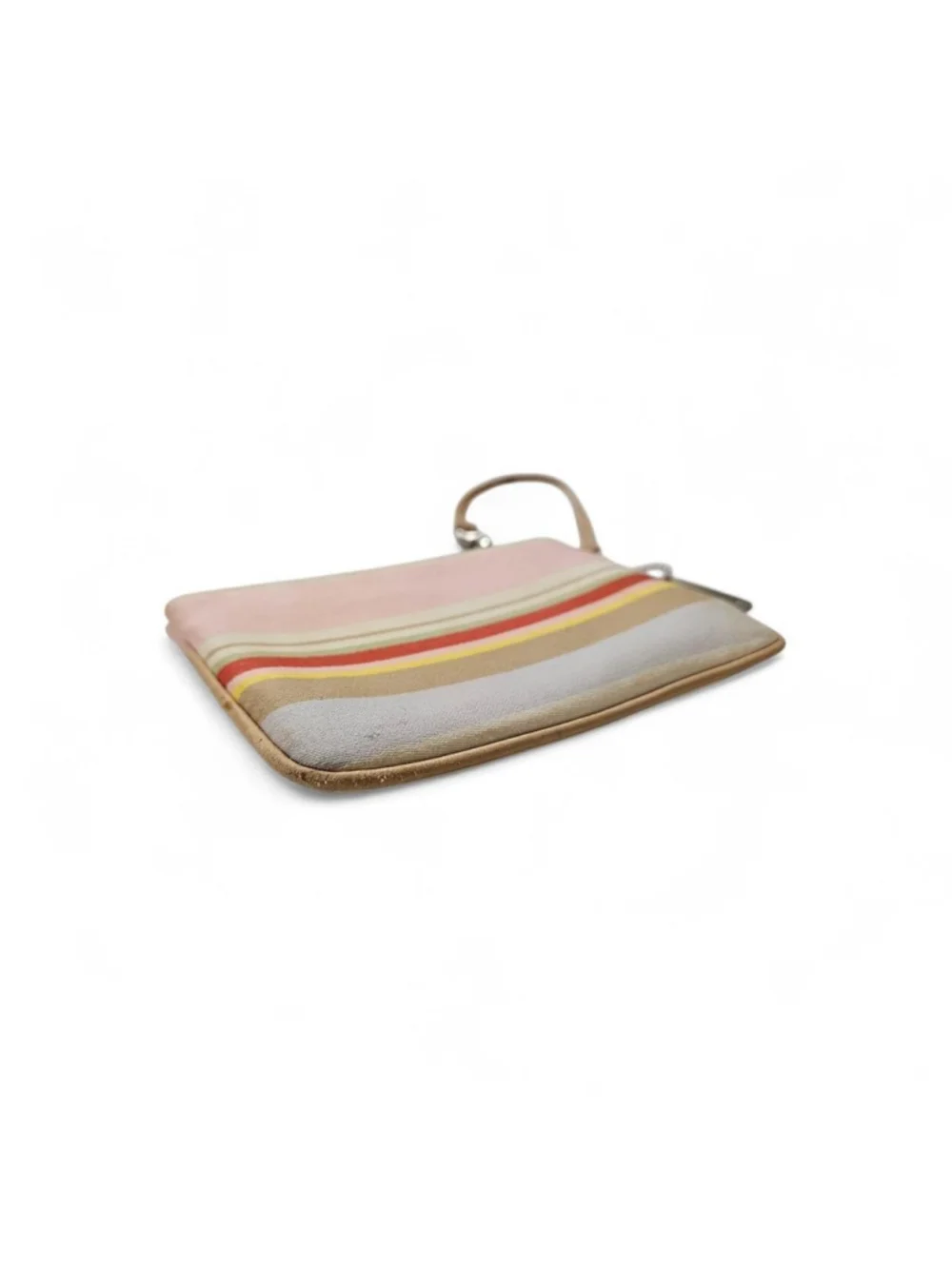Coach 2004 Striped Wristlet in in Cotton Stripe and Leather accents